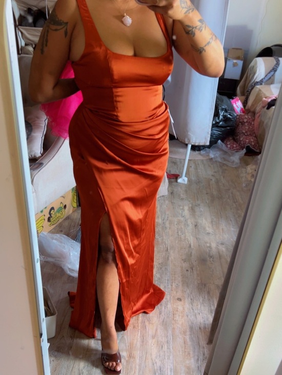 Azazie Dresses & Skirts - ✨ Azazie Burnt Orange Formal Dress + Heels – $85 ✨